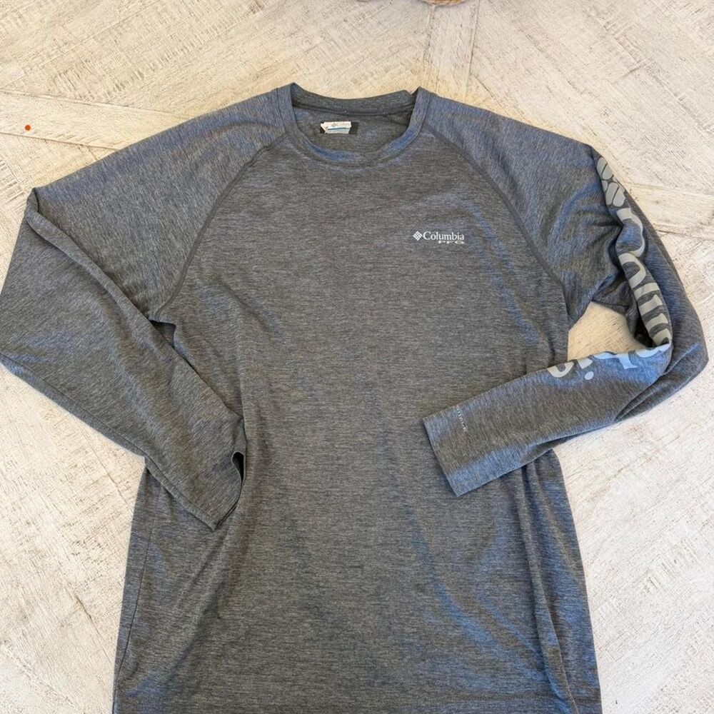 Columbia PFG Gray Performance Fishing Gear Long Sleeve Shirt